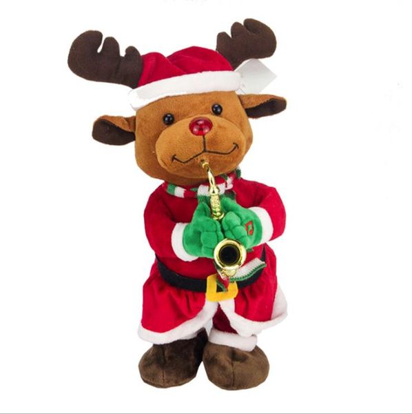 

Christmas Electric Santa Claus Christmas Hat Deer Snowman Music Dancing Doll Gift Toys Decoration For Children 4 pcs