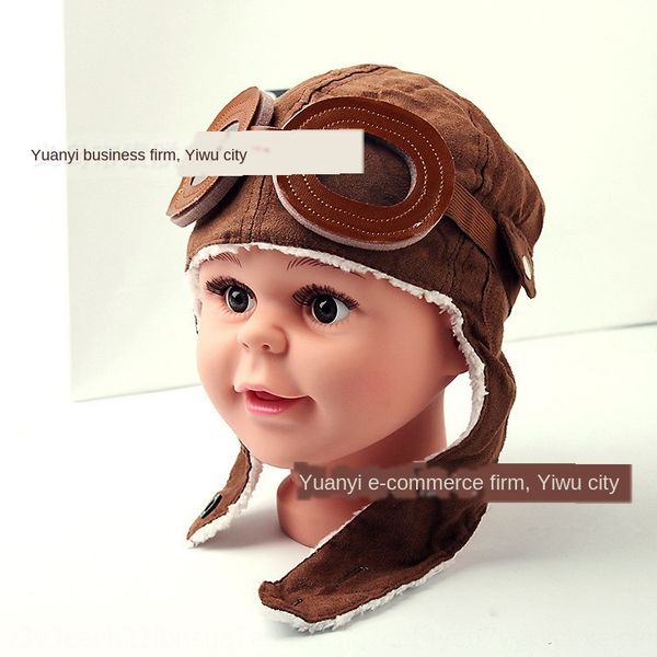 

uqmdt winter korean style male and female children pilot baby knitted warm earmuff with earflaps with earflaps velvet warm hat ear protectio, Yellow