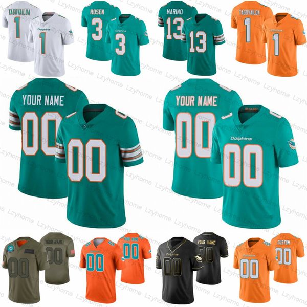

custom mens women kids 13 dan marino 1 tua tagovailoa miami dolphin jerseys 39 larry csonka fitzpatrick jason taylor xavien howard, Black;red