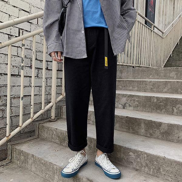 

cool men's style loose big leg straight student jeans pants points father wide leg casual pants, Blue