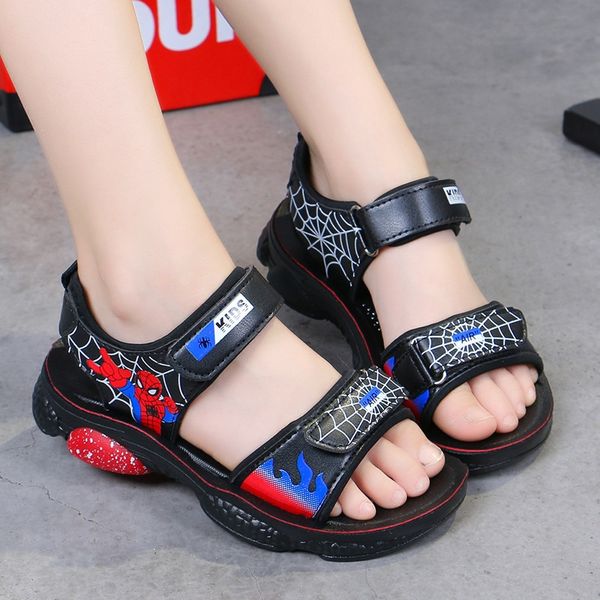 

2020 children's children's shoes new boys' medium and large kids' sandals boys' students' sandals soft bottom, Black;red