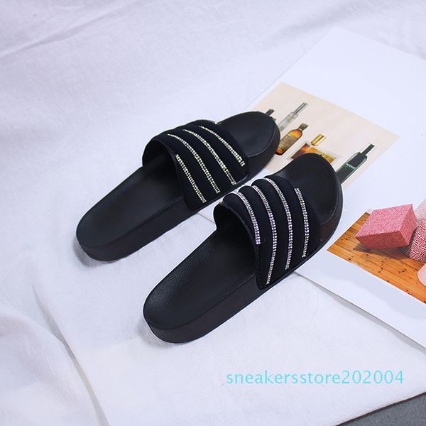 

outdoor summer women slides slip on rainbow sequins flat slippers thick soles flip flops girls home beach bling sandals shoes s04, Black