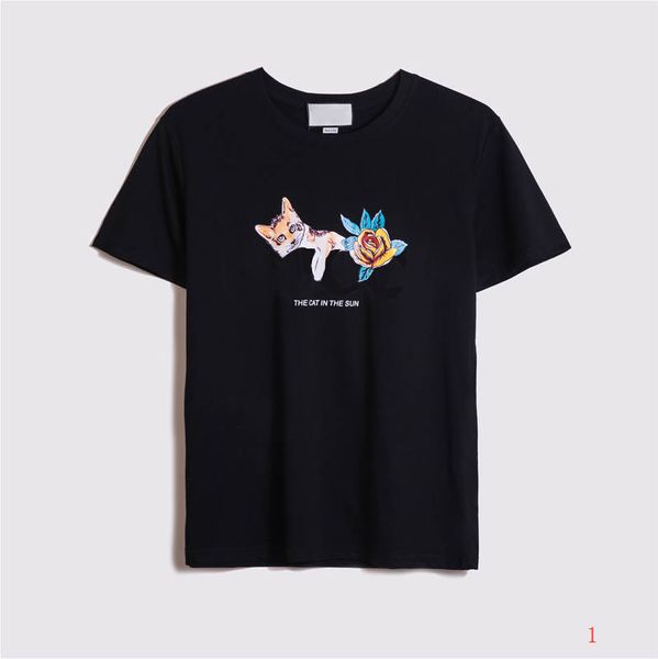 

20ss mens casual t shirts mens tees sell summer casual cat prined t shirt men and women short shirts tees s-2xl, White;black