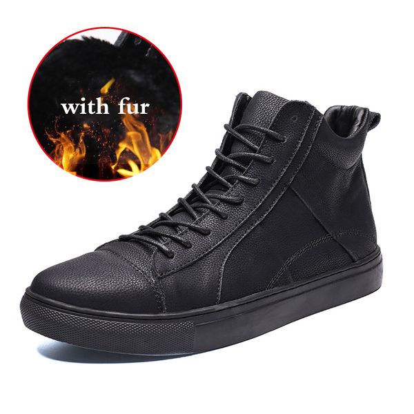 

winter add cashmere boots men snow ankle boots handmade outdoor working vintage style men warm winter shoes, Black