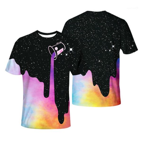 

new style mens 3d star sky tshirts couple summer rainbow o-neck short sleeve sport tshirt men fashion, White;black