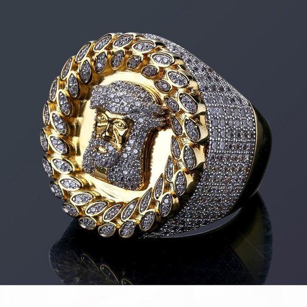 

mens hip hop iced out rings new fashion gold jesus ring jewelry simulation diamond ring, Silver
