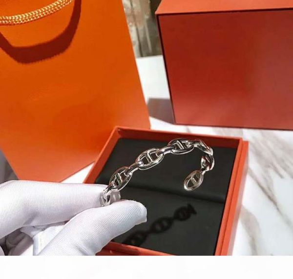 

дизайнер chaine d'ancre ювелирные изделия браслет серебро 925 вырез pig nose открытый браслет для мужчин и женщин luxury wedding jewelry, Black