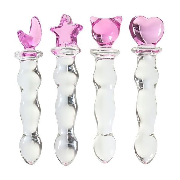 Bonito Cristal Dildo Penis suave Bundas Vaginal grânulos anais plug Calor Massage Homens Mulheres Masturbação CX200724