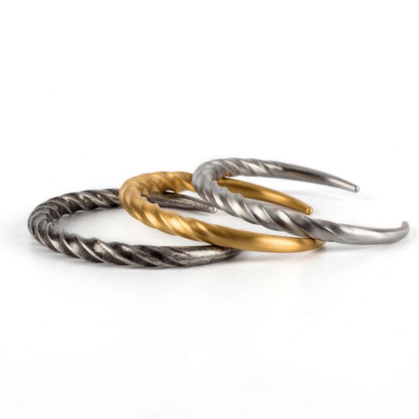 

northern europe simple twist shape men's and women stainless steel cuff bracelets retro mobius bracelets jewelry accessories, White