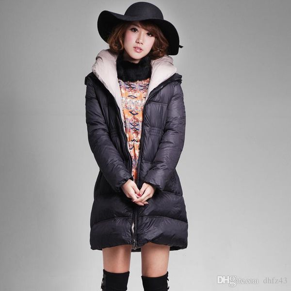 

new style winter women's down jacket mid-length women's down jacket, Black