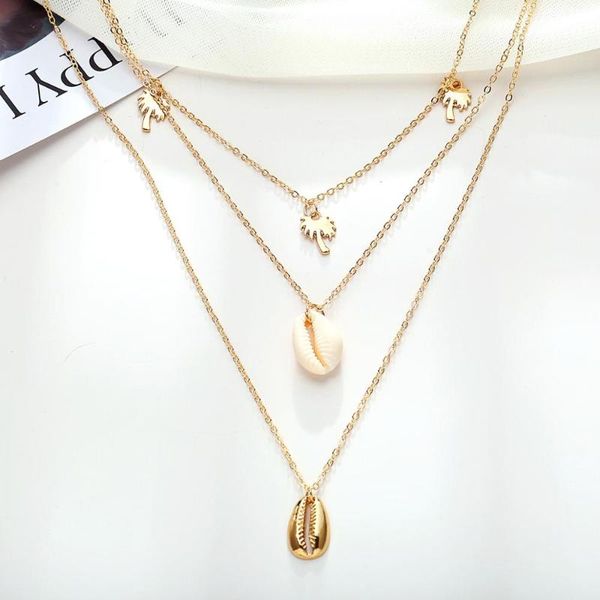 

yo14 styles boho shell pendant necklace for women long chain round charm statement choker 2020 necklace wedding jewelry, Silver
