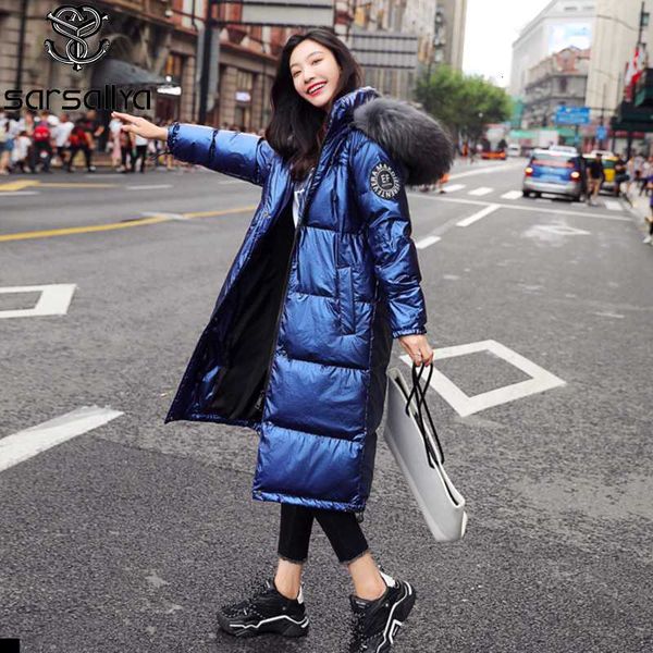 

winter down coat women real fur long jackets female warm thick parkas ladies with hood fashion luxury woman clothes 2020 new, Black
