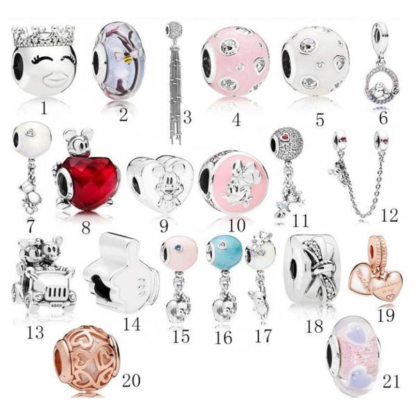 

925 sterling silver fit pandora beads bracelets for women fashion beads diy cartoon heart beads love necklace & bracelet jewelry, Black