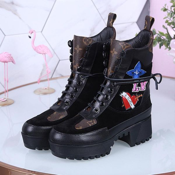

women shoes luxury laureate platform desert boot bottes femmes womens shoes casual chaussures de femme luxury design with box fast delivery, Black