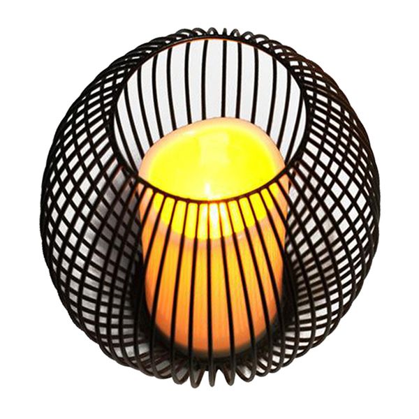 

art style iron black wire tealight candle holder with led candle for living room indoor outdoor wedding cafe bar decorations ornament