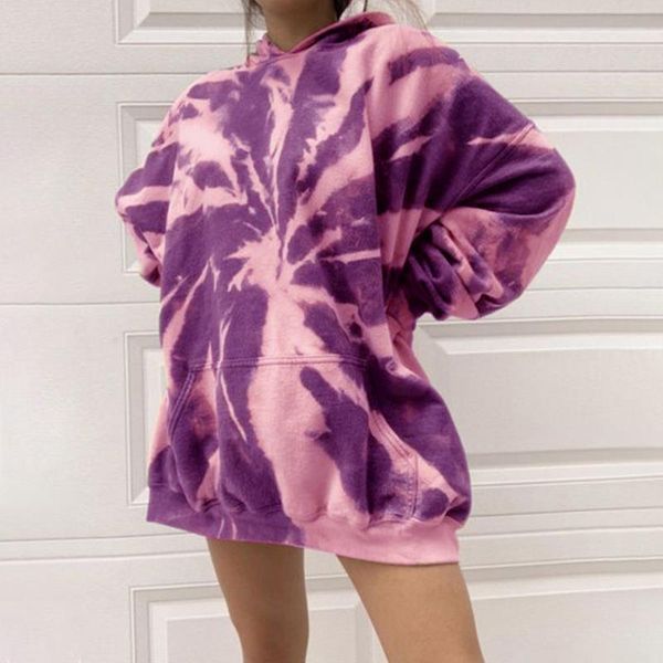 

ebaihui women crewneck tie dye long sleeve sweatshirts pullover (s-xxl) sweatshirt pockets long sleeve autumn winter clothes streetwear hara, Black
