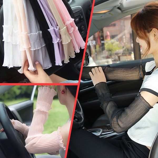 

lace sunscreen women's thin protective sleeve lace ice sleeve driving uv-proof gloves ice silk anti-skid protective arm cover