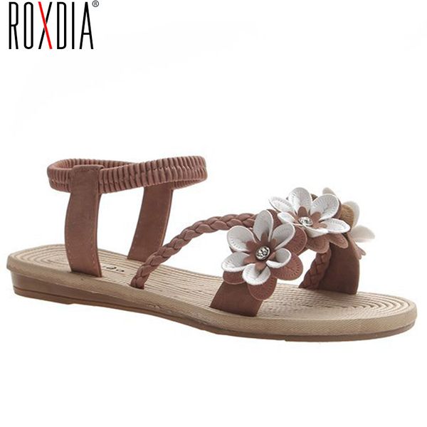 

roxdia new 2020 roman shoes women's sandals bohemia flower flat shoes rxm546, Black