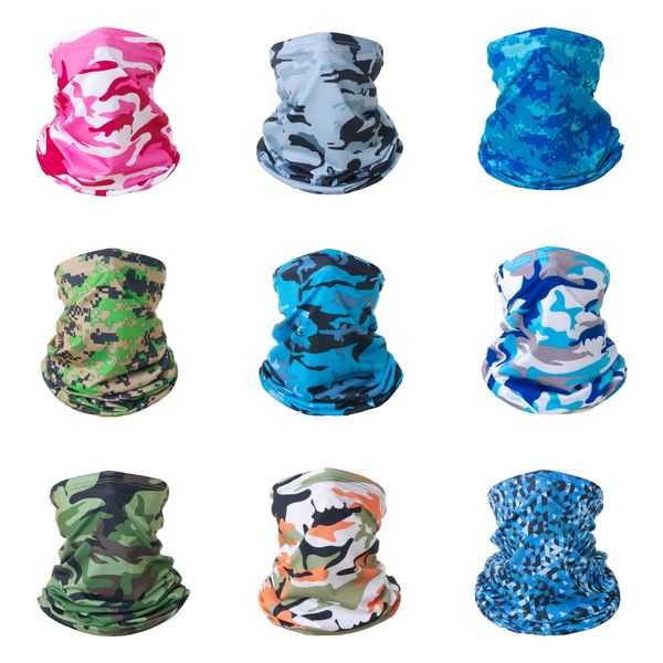 

women men camouflage ice silk magic bandana ear hanger triangle half face mask outdoor fishing hiking cycling neck er skull scarf#581#401, Black