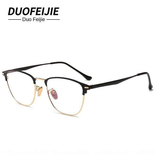 

2020 new half- metal anti-blue light myopia plain men's artistic decorative glasses frame box myopia glasses frame women's, Silver