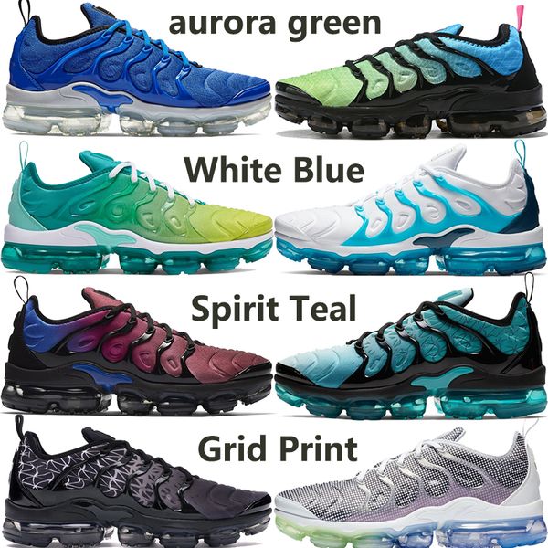 

new tn plus aurora green white blue game royal racer blue men women running shoes be true spirit teal mens stylist sneakers, Black