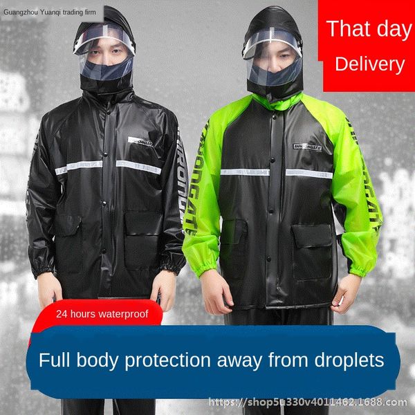 

c8xqr full-body motorcycle vehicle electric vehicle men's and women's suit split long waterproof motorcycle raincoat electric car, Black