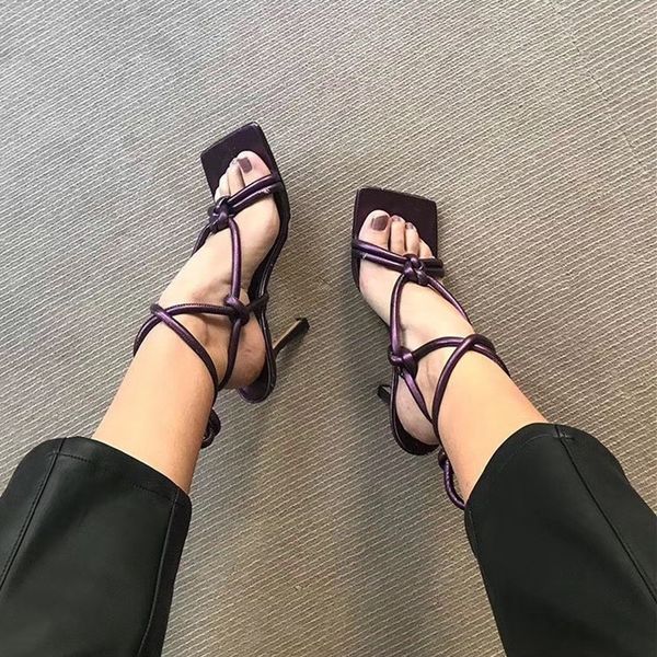

sandals emmaking summer fashion narrow band women gladiator sandal ladies square open toe ankle buckle strap stiletto heels, Black
