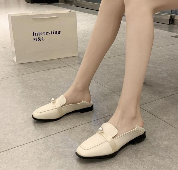 

2020 spring and autumn new small leather shoes women's college style casual wild loafers one pedal single shoes x267, Black