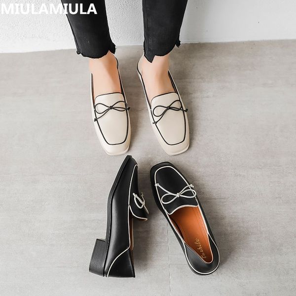 

miulamiula brand design 2020 korean fashion good leather slip on loafers for women autumn wide fit ladies shoes flats moccasins, Black