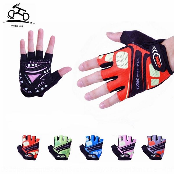 

cbr cycling bicycle silicone bicycle silicone half finger gloves moisture absorption and perspiration sports gloves men breathable, Blue;gray