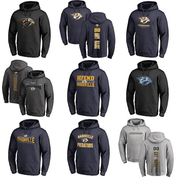 

custom mens womens kids nashville predators embroidery logos black grey ice hockey hoodies with any name&any no, Black;red