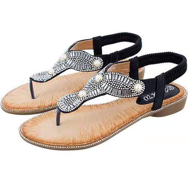 

summer women sandles causal bohemia wedges ladies sandalias fashion sewing crystal rhinestone womens shoes feminina, Black