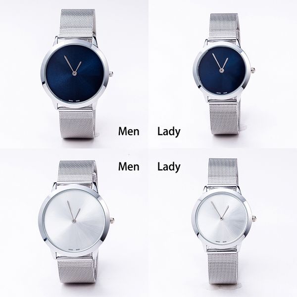 

fashion classic brand ladies men's watch quartz sports case ultra-thin stainless steel mesh belt waterproof watch relogio masculino, Slivery;brown