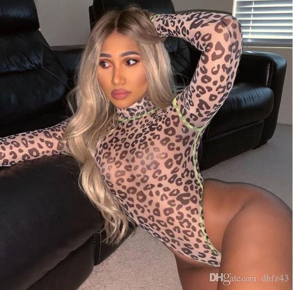 

autumn women's o-neck long sleeve hit color leopard slim bodysuit, Black;white