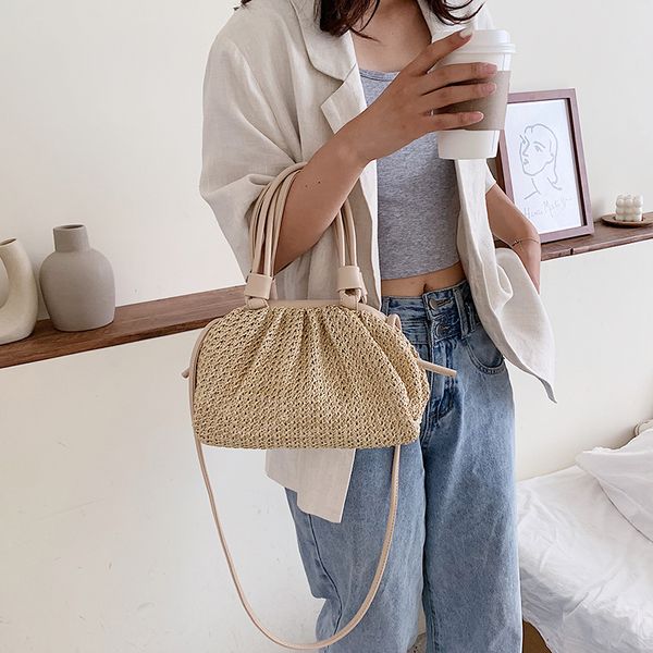 

2020 fashion small tote bag summer weave cloud bags for women lady crossbody shoulder handbags lady beach cross body bags