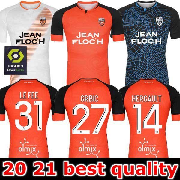 

20 21 fc lorient soccer jerseys home away third 2020 2021 maillot de foot lorient hamel umut bozok ponceau wissa grbic 3rd football shirts, Black;yellow