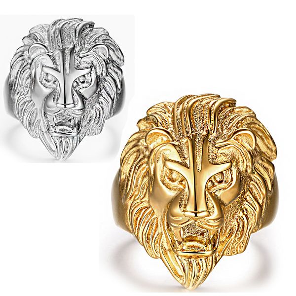 

gold silver color lion 's head men hip hop rings fashion punk animal shape ring male hiphop jewelry gifts