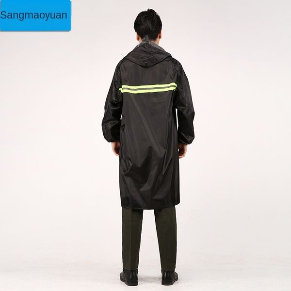 

sfljb длинный плащ защита цельная взрослых мужчин и женщин на строительной площадке по охране труда стоят на страже на открытом воздухе похо, Black