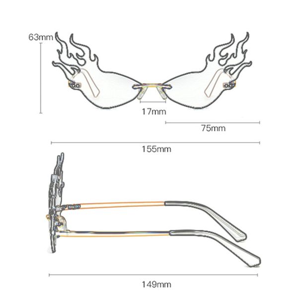 

firewave sunglasses fashion fire wave flame sunglasses women men rimless sun glasses eyewear luxury trending wide side party dsmi8 zyosv