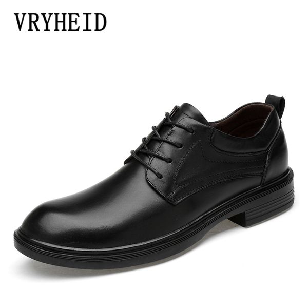 

vryheid plus size 36~49 genuine leather men oxford shoes dress shoe male wedding shoe chaussure homme office formal shoe, Black