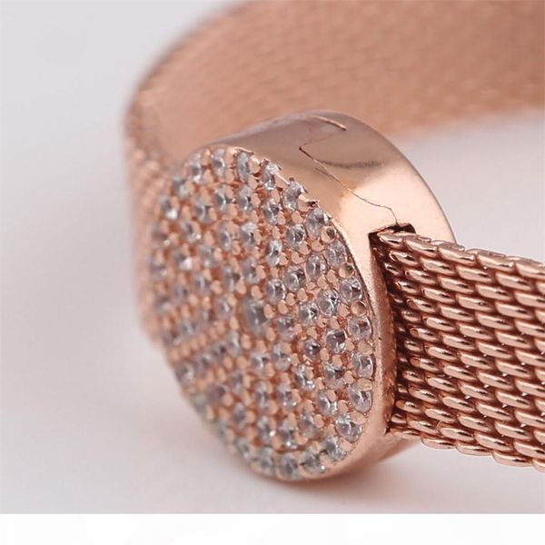 

925 sterling silver rose gold charm reflexions dazzling elegance clip with crystal beads fit pandora bracelet & bangle jewelry, Bronze;silver