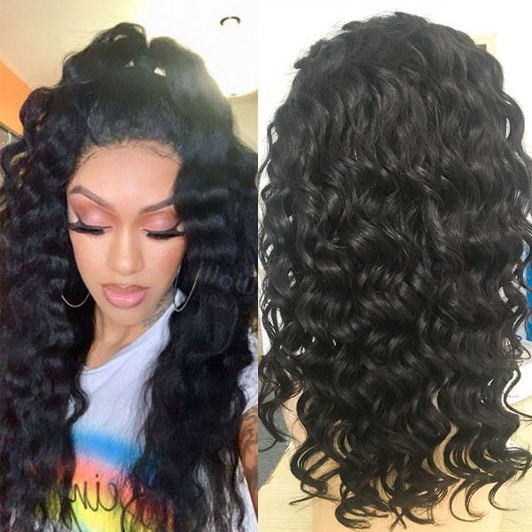 

13*4 lace front human hair wigs malaysian wigs with baby hair for women virgin hair, Black