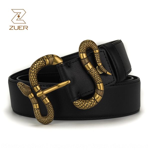 

zuer men's double g new snake head buckle cowhide zuer men's double g new snake head pin buckle pin belt cowhide belt, Black;brown