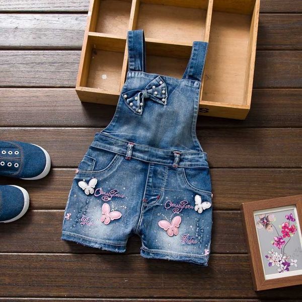 

5u6cm girls' summer and autumn trousers and trousers clothes babies' children children's pure cotton denim belt pants long pa, Blue