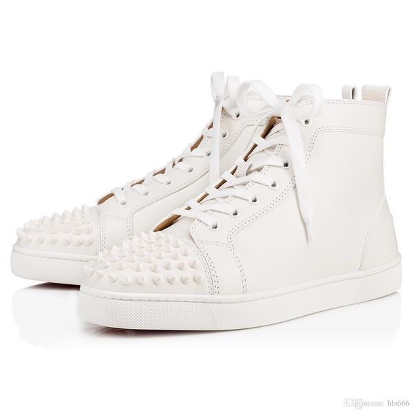 

r sneakers red bottom shoe high cut suede spike luxury shoes for men and women shoes party wedding crystal leather sneakers free, Black