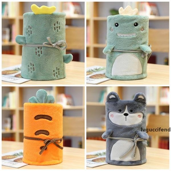 

cute roll blankets soft dog dinosaur carrot cactus 4 styles coral fleece child throw blanket of autumn and winter 80*100cm 11dd e1