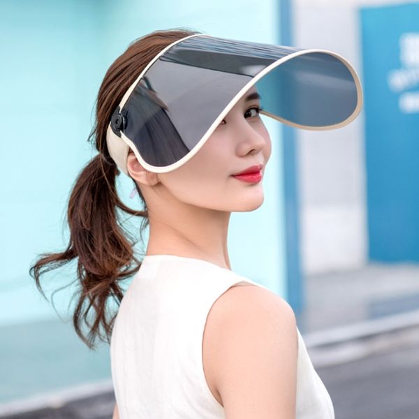 

korean bicycle bicycle style sun female big edge mirror sunscreen sun hat cycling uv-proof empty hat, Blue;gray