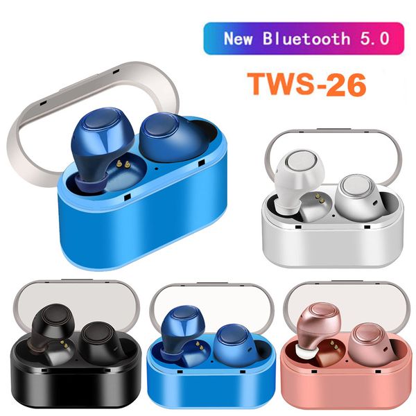 TWS26 TWS5.0 Bluetooth 5.0 Auricolare EDR Mini Twins Microfono stereo Veri auricolari wireless per tutti gli smartphone