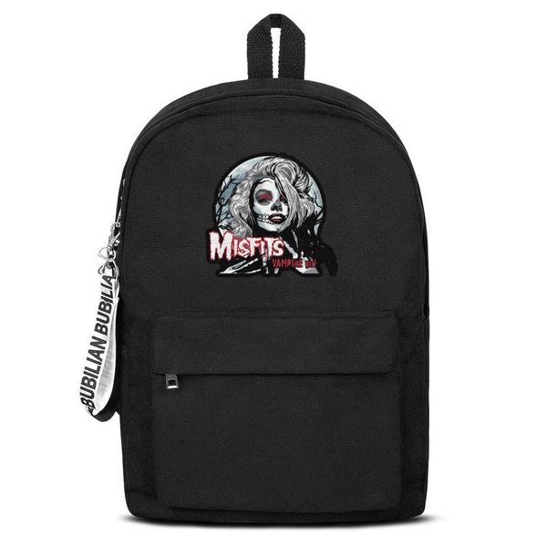

classic misfits vampire girl canvas bookbag basic backpack reusable school student traveling daypack misfits horror business patch astro