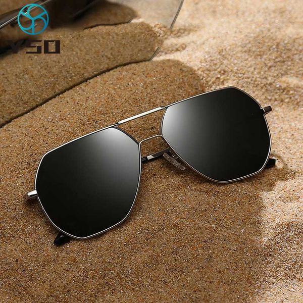 

yso square oversized sunglasses black for men car driving polarized uv400 protection glasses vintage man metal sunglasses 8692, White;black